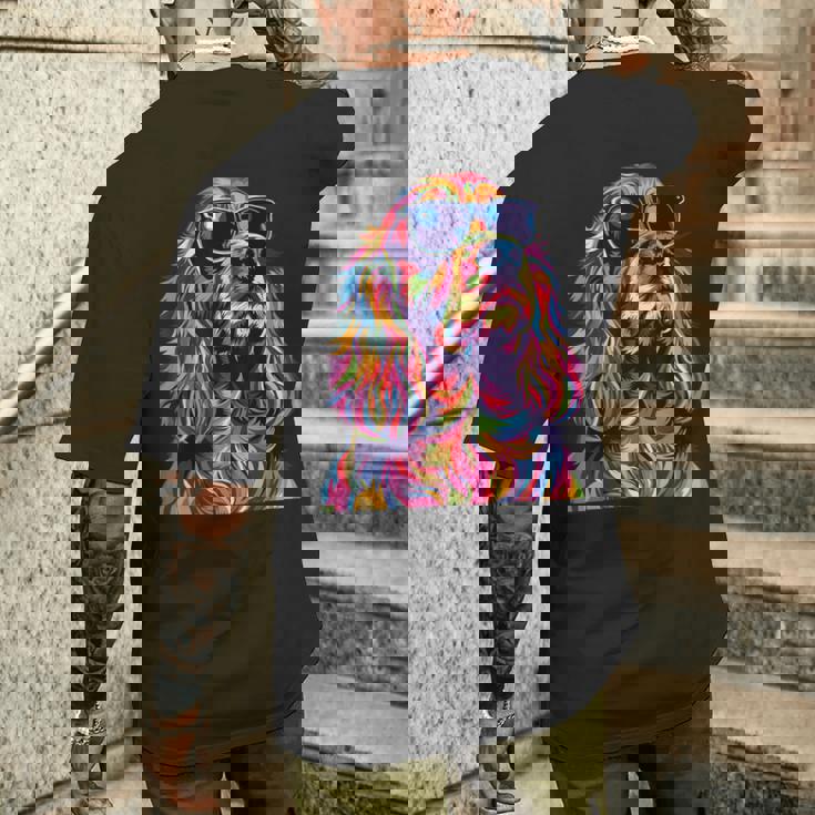 コッカースパニエルラバーズ ポップアート 面白い イングリッシュコッカースパニエル メンズTシャツ バックプリント 彼への贈り物