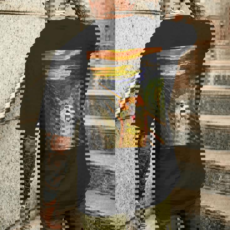 コーギー 面白いtシャツ 犬 ムンクの叫び かわいい メンズ 子供 おもしろ 服 ネタ わんこ メンズTシャツ バックプリント 彼への贈り物