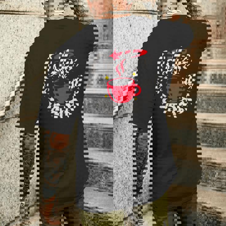 コーヒーは私のセラピー、面白いカフェイン愛好家 メンズTシャツ バックプリント 彼への贈り物