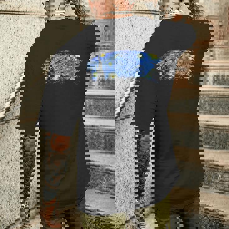 ゴッホ「星月夜」名画 メンズTシャツ バックプリント 彼への贈り物