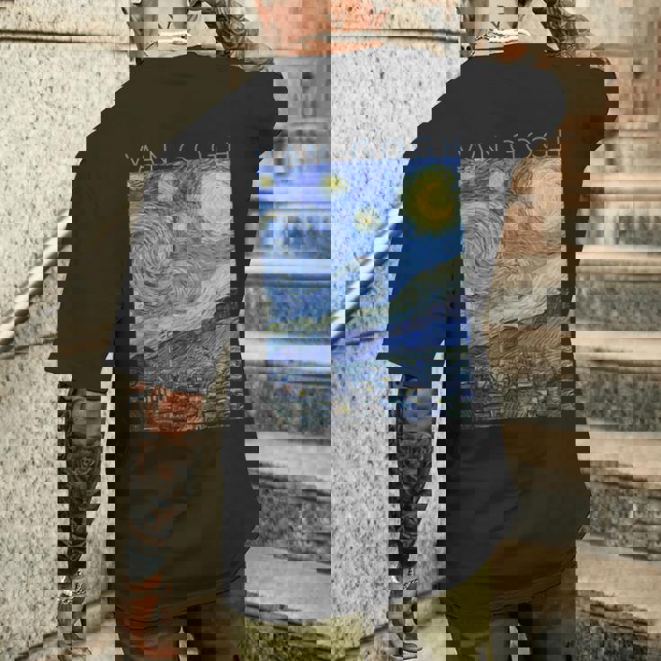 ゴッホ星月夜 メンズTシャツ バックプリント 彼への贈り物