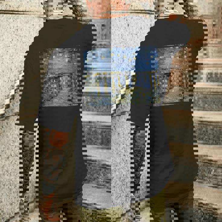 ゴッホ／ローヌ川の星月夜【世界の名画】（高精細画質）フィンセント・ファン・ゴッホ Gogh 美術館アート メンズTシャツ バックプリント 彼への贈り物