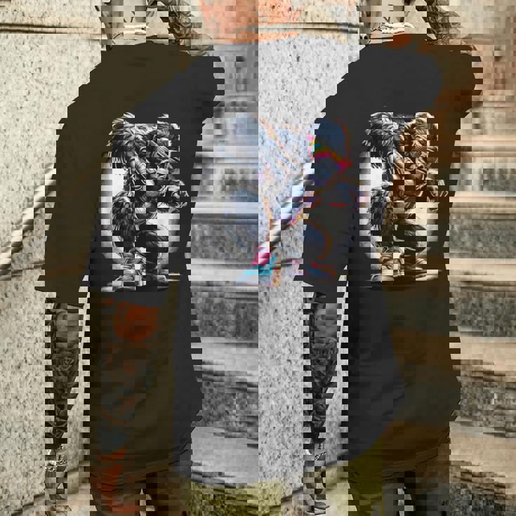 ゴリラ・サングラス サングラスをかけたゴリラ ゴリラ・モンキー メンズTシャツ バックプリント 彼への贈り物