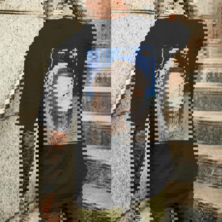 ゴースト 亡霊 霊魂 ファントム 葛飾北斎 日本美術 ハロウィン 妖怪 提灯お岩 百物語 お岩さん 百物語 メンズTシャツ バックプリント 彼への贈り物