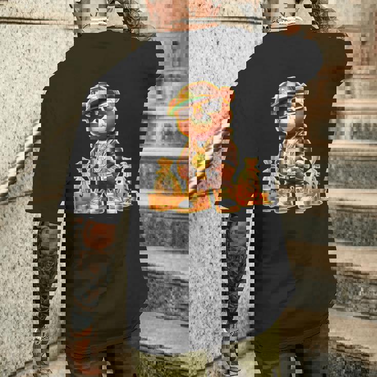 ゴールデンテディベア ボスマネーバッグ ゴールデンコイン&チェーン メンズTシャツ バックプリント 彼への贈り物