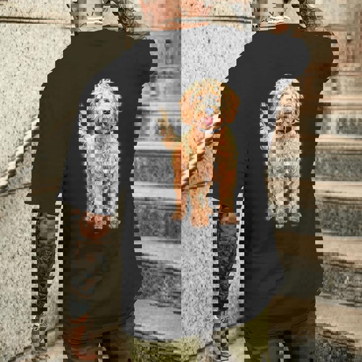 ゴールデンドゥードル犬 メンズTシャツ バックプリント 彼への贈り物