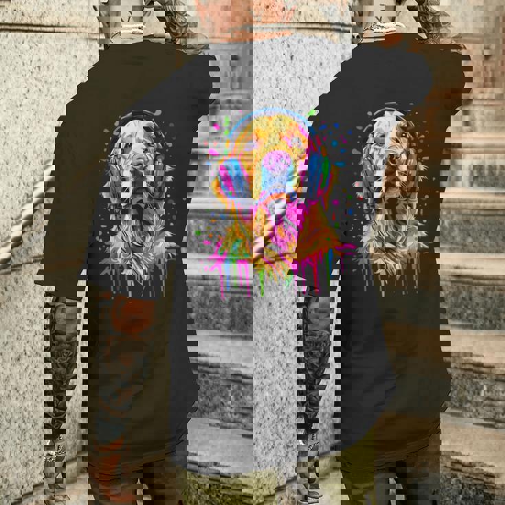 ゴールデンレトリバー 恋人 ポップアートカラー ファニー ゴールデンレトリバー メンズTシャツ バックプリント 彼への贈り物