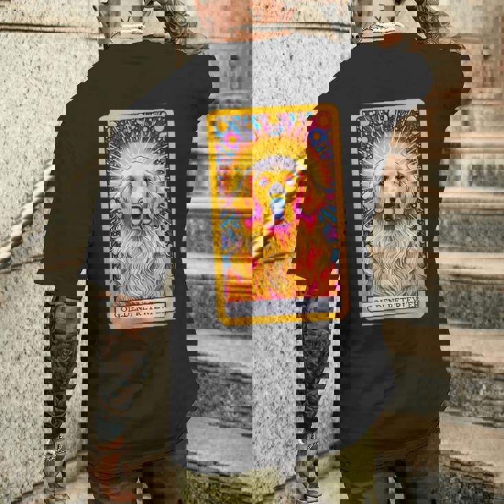 ゴールデンレトリバー 面白いtシャツ 犬 タロット カード メンズ 子供 おもしろ 服 グッズ ネタ わんこ メンズTシャツ バックプリント 彼への贈り物