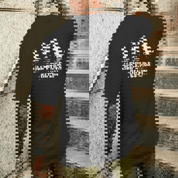 ゴールデンレトリバーオーナーのためのゴールデンレトリバーの進化 メンズTシャツ バックプリント 彼への贈り物