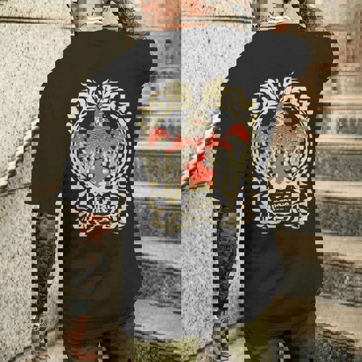 サイケデリック キノコ フライ 寒天 レイビング フェスティバル パーティー 行楽 メンズTシャツ バックプリント 彼への贈り物