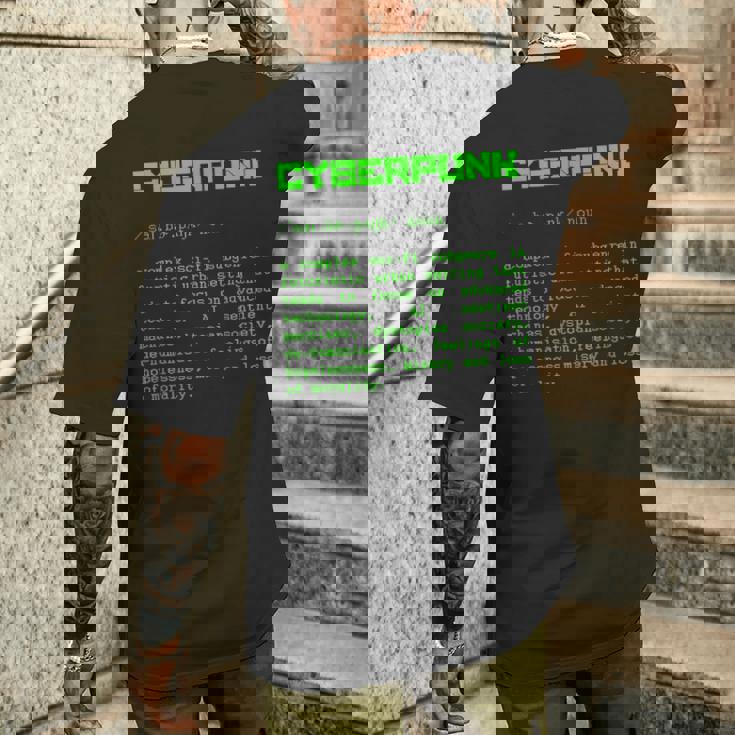 サイバーパンクの単語定義 メンズTシャツ バックプリント 彼への贈り物