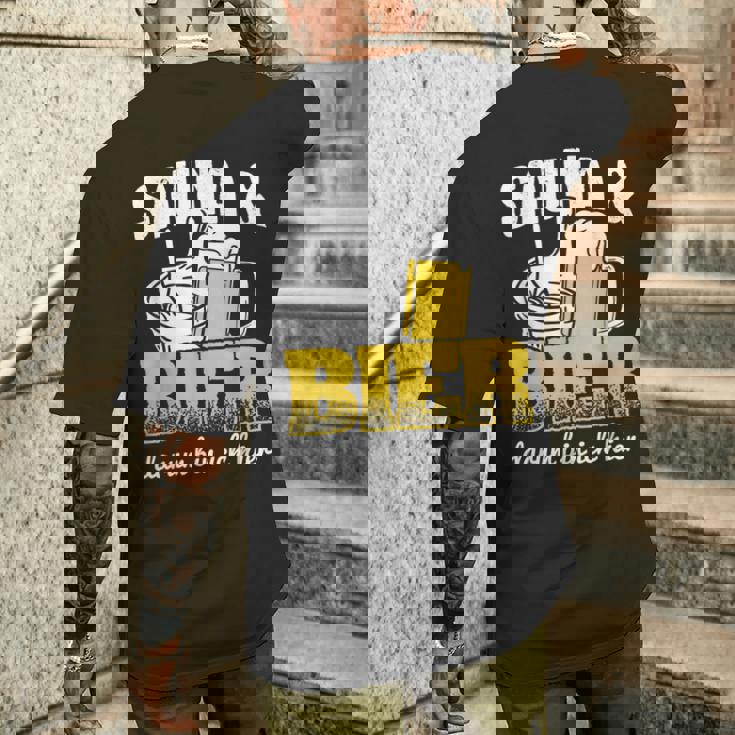 サウナとビールサウナ ウェルネスサウナ メンズTシャツ バックプリント 彼への贈り物