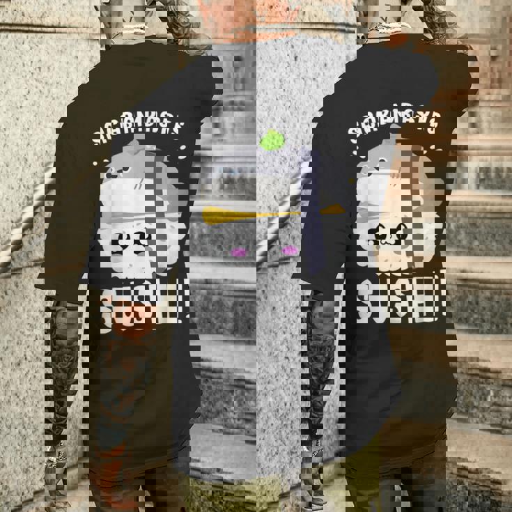 サカバンバスピス寿司 魚ミーム 和食 メンズTシャツ バックプリント 彼への贈り物