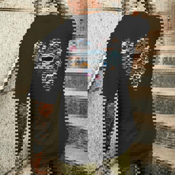 サメの識別の種類 サメの顔 シャークハート メンズTシャツ バックプリント 彼への贈り物