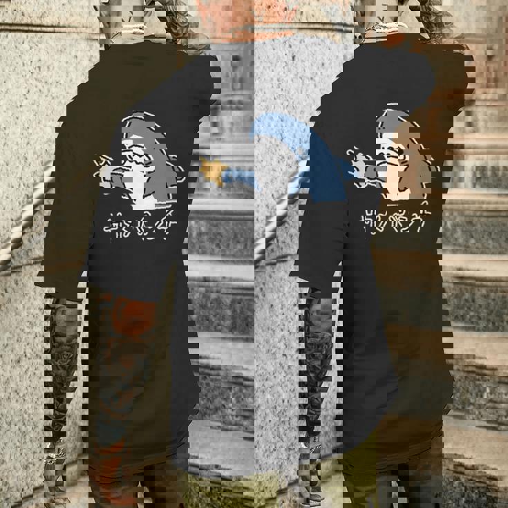 サメパンチ パンチを繰り出すサメ さめ 鮫 おもしろ メンズTシャツ バックプリント 彼への贈り物