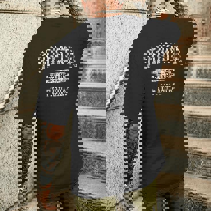 サラソタ フロリダ Fl ヴィンテージ 確立されたスポーツデザイン メンズTシャツ バックプリント 彼への贈り物