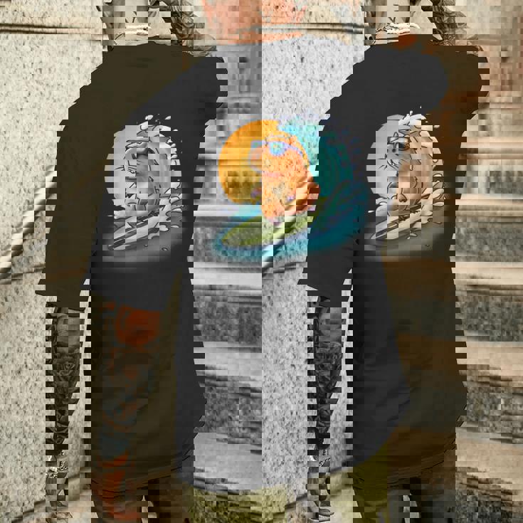 サングラスでサーフィンカピバラ メンズTシャツ バックプリント 彼への贈り物