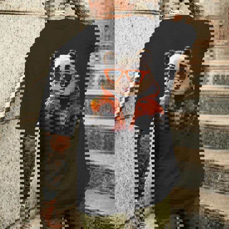 サングラスをかけたパンダベア動物の友人愛かわいいパンダベア メンズTシャツ バックプリント 彼への贈り物