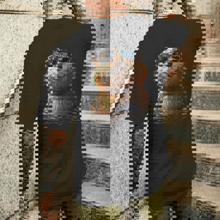 サングラスをかけたビーバー げっ歯類が大好き かわいいビーバー メンズTシャツ バックプリント 彼への贈り物