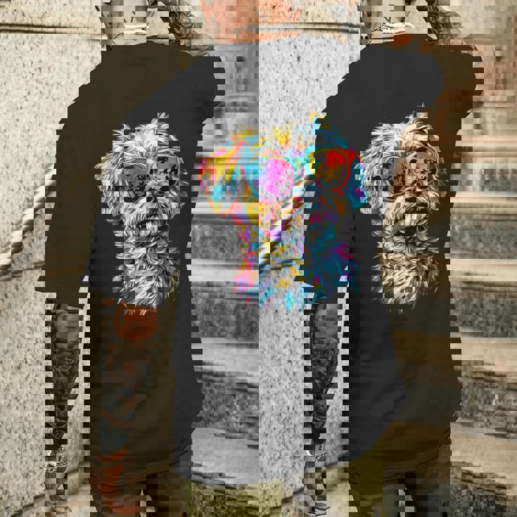 サングラスをかけたマルチーズ マルチーズ犬は甘いマルチーズが大好き メンズTシャツ バックプリント 彼への贈り物