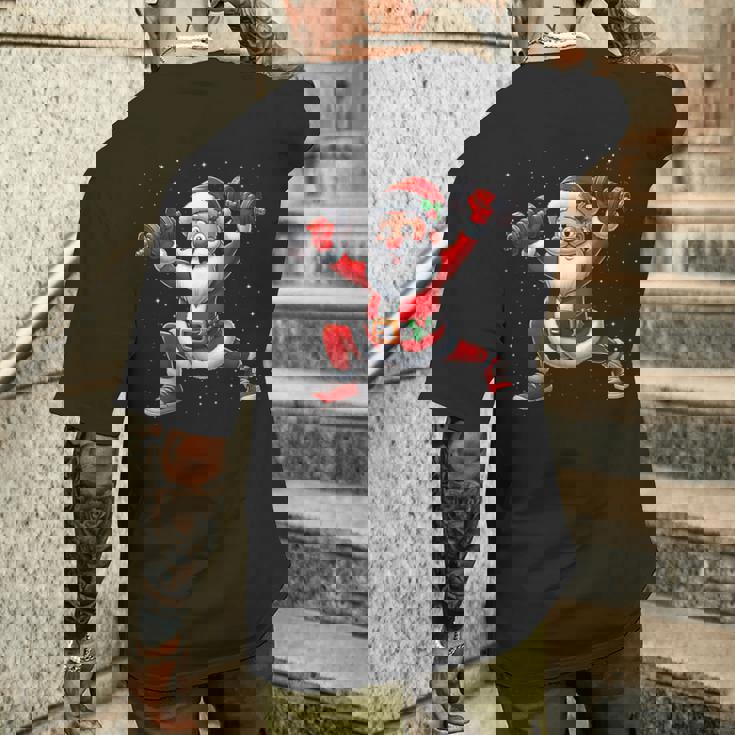 サンタ ウエイトリフティング ジム トレーニング クリスマス フィットネス メンズTシャツ バックプリント 彼への贈り物