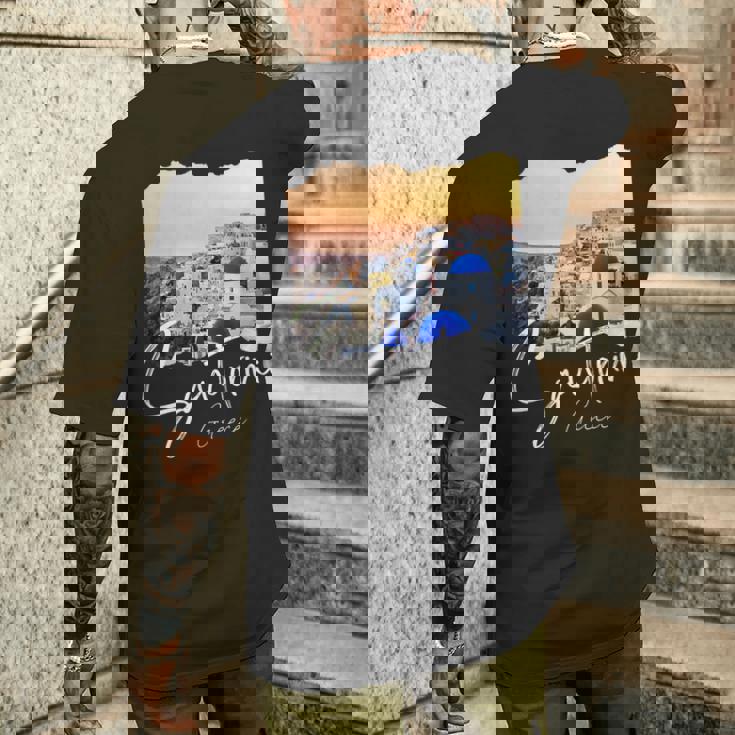 サントリーニ ギリシャ絵画 サントリーニ メンズTシャツ バックプリント 彼への贈り物