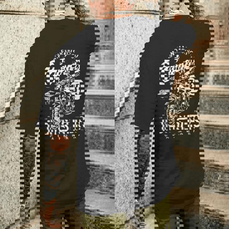 サンフランシスコ カフェ レーサー ドラッグスター レトロ バイク バイカー メンズTシャツ バックプリント 彼への贈り物