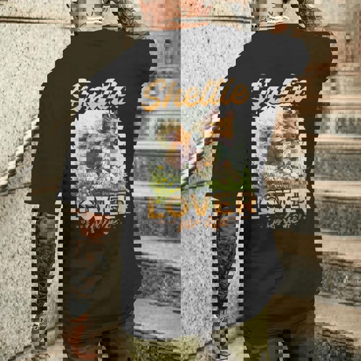 シェットランド・シープドッグ・ドッグ・シェルティー-シェルティ・ラヴァー・フォー・ライフ メンズTシャツ バックプリント 彼への贈り物