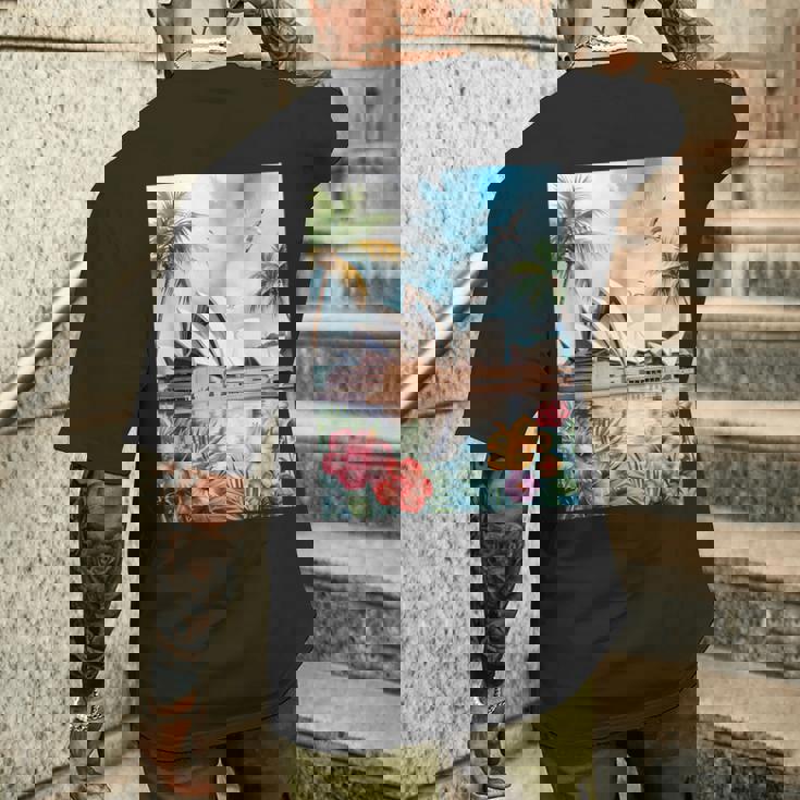 シドニーオペラハウスと南国の自然 メンズTシャツ バックプリント 彼への贈り物