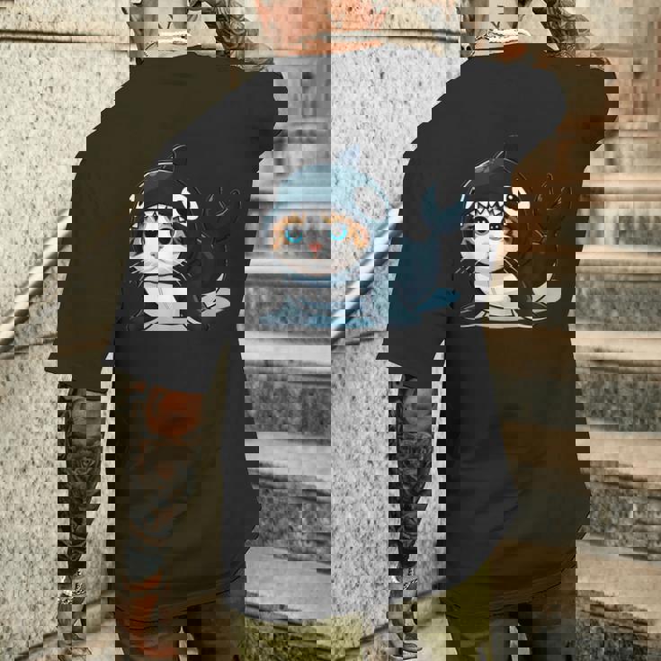 シャチの猫 コスチューム メンズTシャツ バックプリント 彼への贈り物