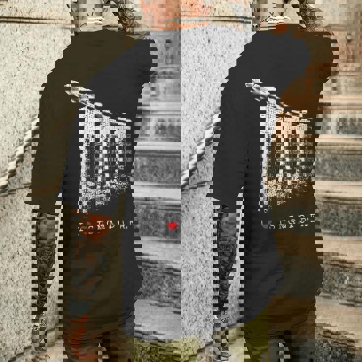 シンガポール マリーナベイ ヴィンテージ スカイライン アジア アイラブシンガポール I Loveingapore メンズTシャツ バックプリント 彼への贈り物