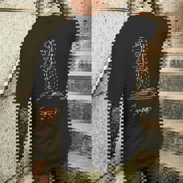 シンガポールのスカイライン シンガポールのマーライオンマスコット メンズTシャツ バックプリント 彼への贈り物