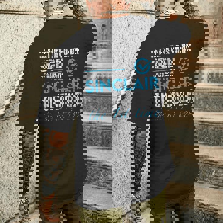 シンクレア名 シンクレアがあなたに言ったことを試してみてください メンズTシャツ バックプリント 彼への贈り物