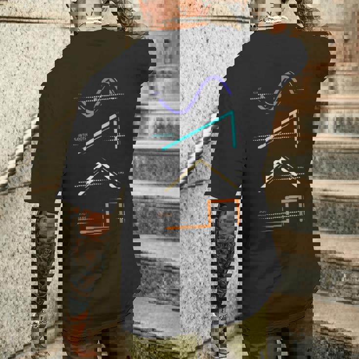 シンセサイザー シンボル 電子音楽 波形 シンセ メンズTシャツ バックプリント 彼への贈り物