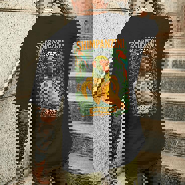 シンパンジーニ バナニーニ イタリアンブレイン チンパンジーとバナナ メンズTシャツ バックプリント 彼への贈り物