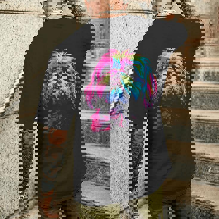 シーズー グラフィック ペット イラスト 犬 シーズー メンズTシャツ バックプリント 彼への贈り物