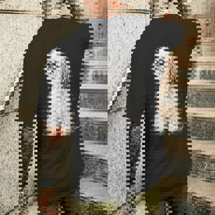 シーズー 犬 グラフィック ペット イラスト シーズー メンズTシャツ バックプリント 彼への贈り物