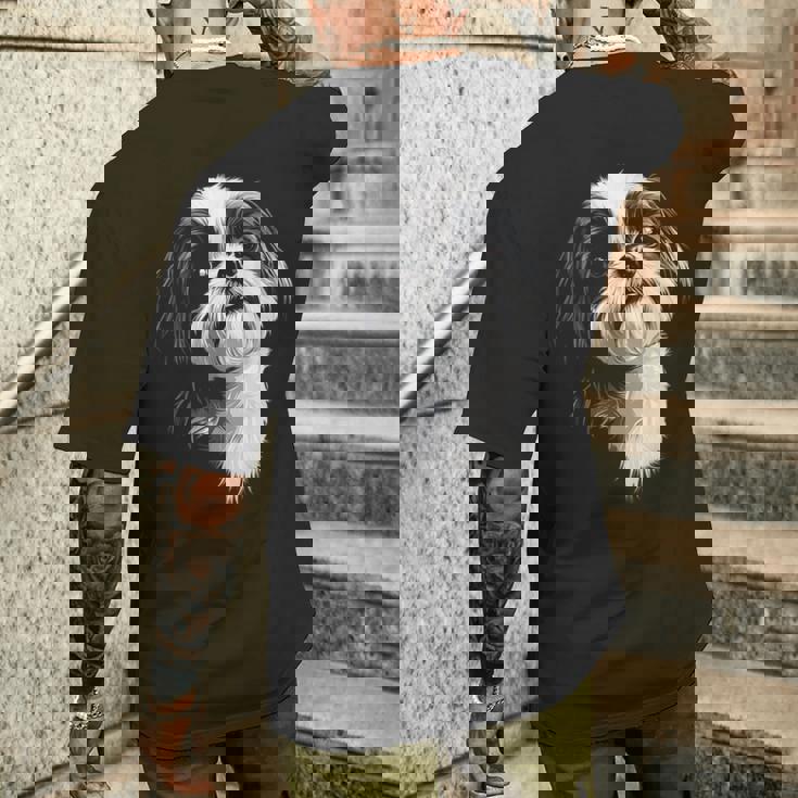 シーズー 犬 モチーフ ペット イラスト シーズー メンズTシャツ バックプリント 彼への贈り物