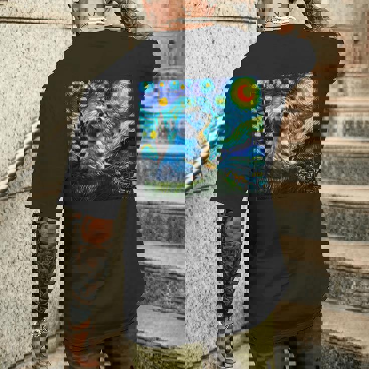 シーズー 面白いtシャツ 犬 ゴッホ 星月夜 かわいい メンズ 子供 おもしろ 服 グッズ ネタ メンズTシャツ バックプリント 彼への贈り物