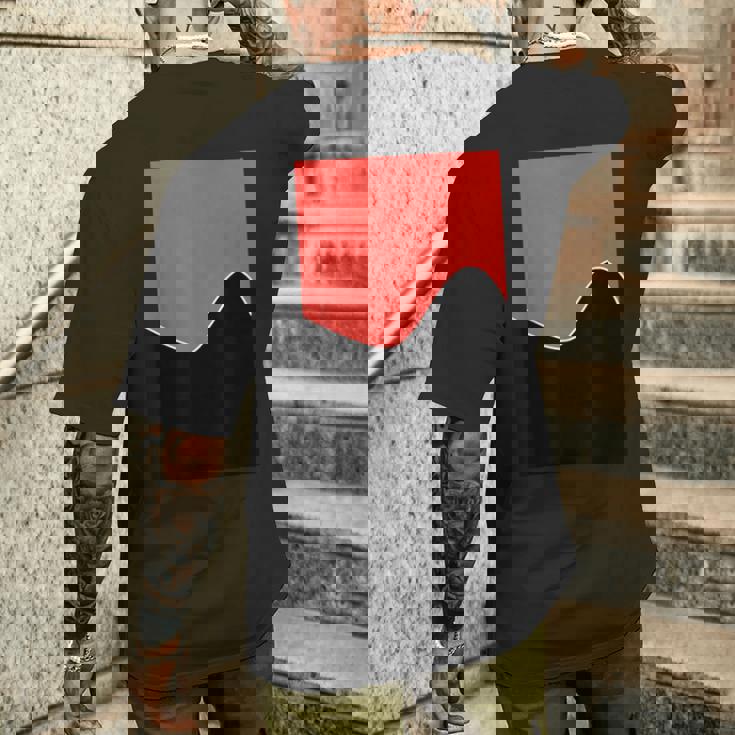 ジオメトリック ツートーン ウェーブ パターン カーミン ピンクとブラック メンズTシャツ バックプリント 彼への贈り物