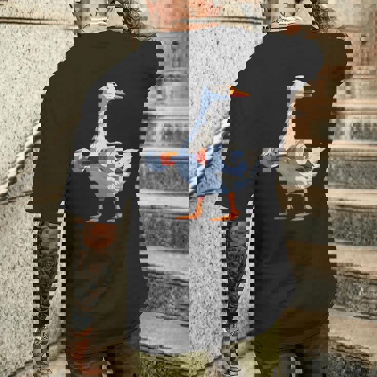 ジムダックグースウェイトリフティング ストロングコアワークアウト メンズTシャツ バックプリント 彼への贈り物