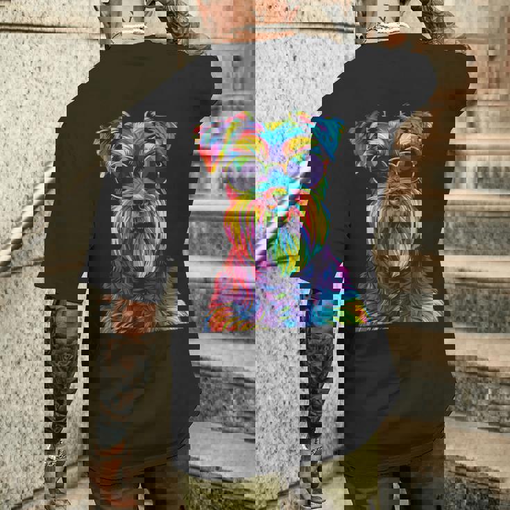 ジャイアントシュナウザー愛好家 ポップアート 面白い ジャイアントシュナウザー 犬 メンズTシャツ バックプリント 彼への贈り物