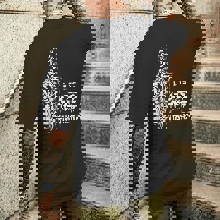 ジャズ・サックス レッツ・ジャズ・シング・アップlet's Jazz Thing Up メンズTシャツ バックプリント 彼への贈り物