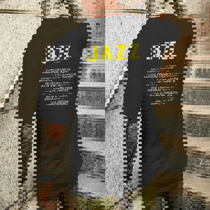 ジャズ音楽辞書の定義面白いジャズミュージシャンヴィンテージ Jazz メンズTシャツ バックプリント 彼への贈り物