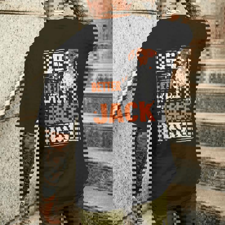 ジャック・ラッセル・テリア 犬所有者へのギフト メンズTシャツ バックプリント 彼への贈り物