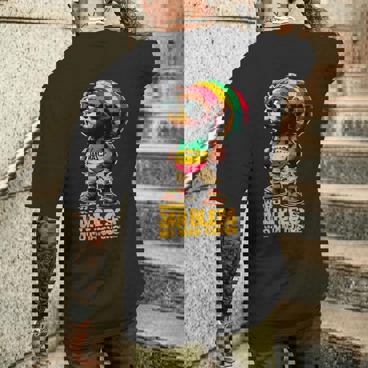 ジャマイカ かわいいラスタ テディベア ジャー ブレス レゲエ ルーツ メンズTシャツ バックプリント 彼への贈り物