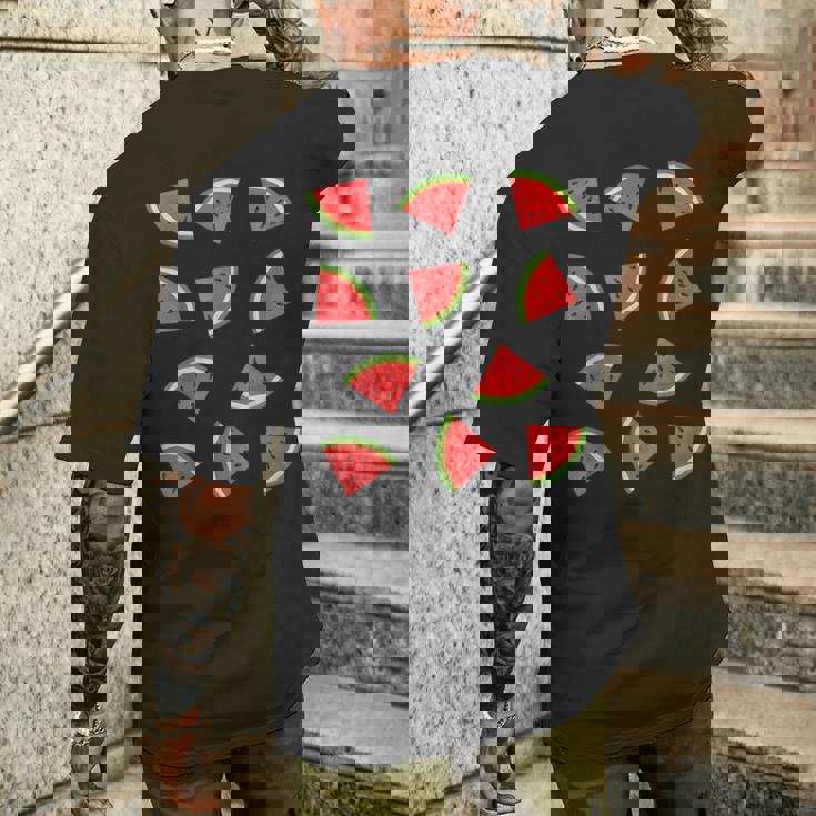 スイカ柄 フルーツスライス スイカ コスチューム メンズTシャツ バックプリント 彼への贈り物