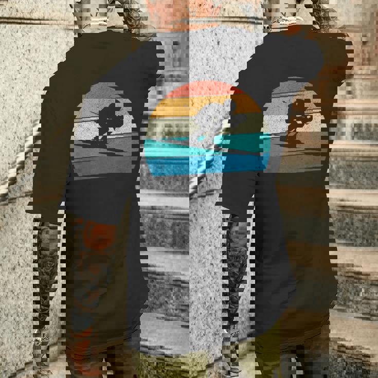 スキー スキー レース スラローム レトロ メンズTシャツ バックプリント 彼への贈り物