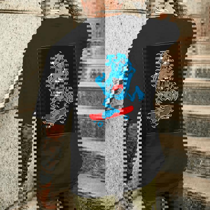 スクリーミング スケートボードハンド メンズTシャツ バックプリント 彼への贈り物