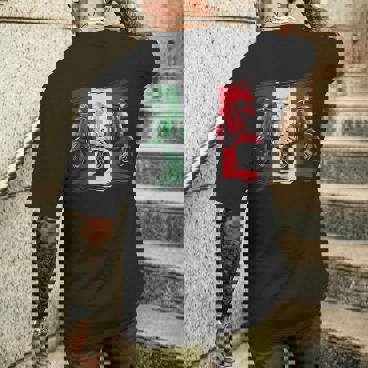 スクーター バイク バイク スクート イタリア国旗 原付スクーター メンズTシャツ バックプリント 彼への贈り物